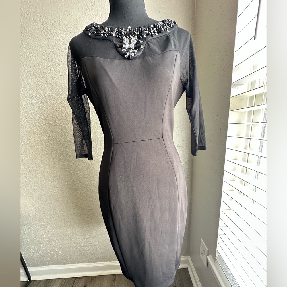 Signature by Sangria Purple Sheath Dress with Mock Neck
